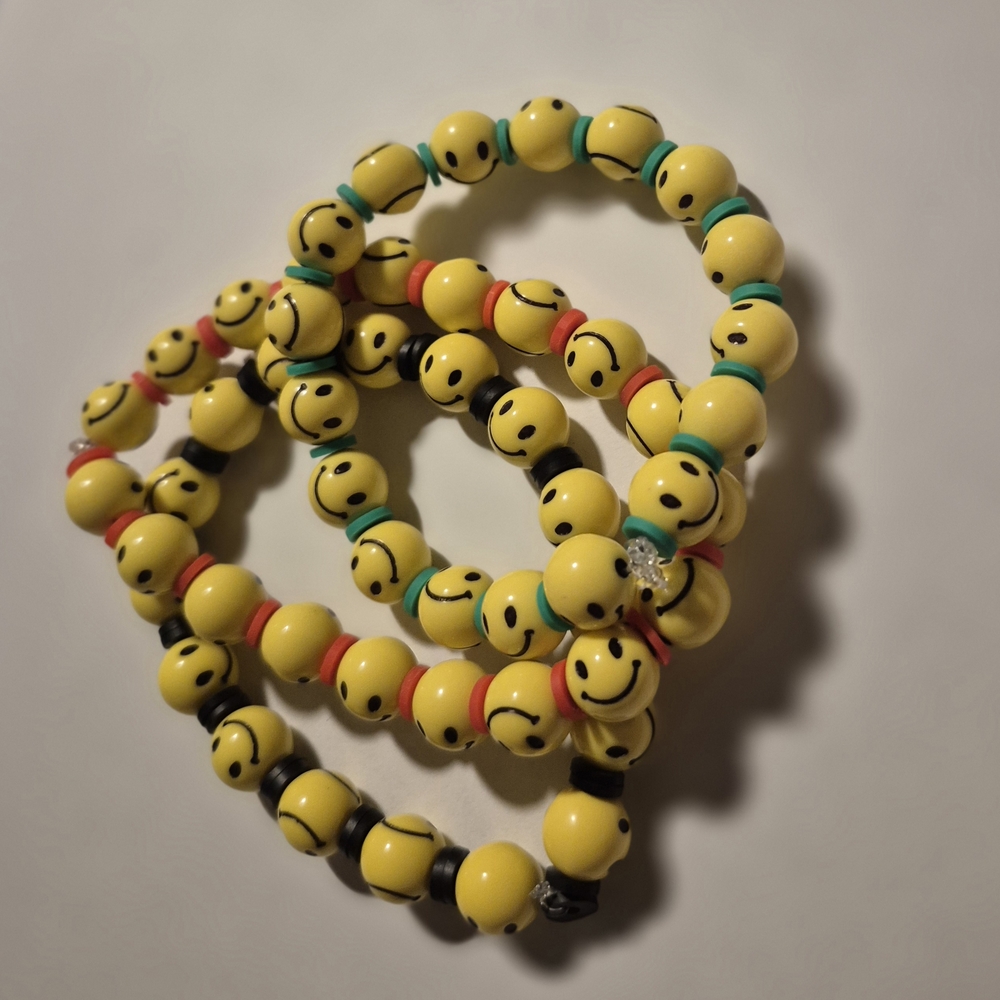 Yellow Smiley Face Beaded Bracelets